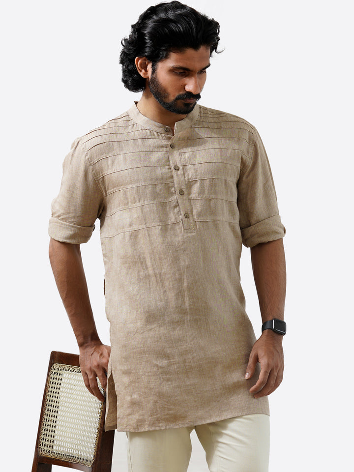 Kurta Sets - Marvel Linen Short Kurta | Mocha