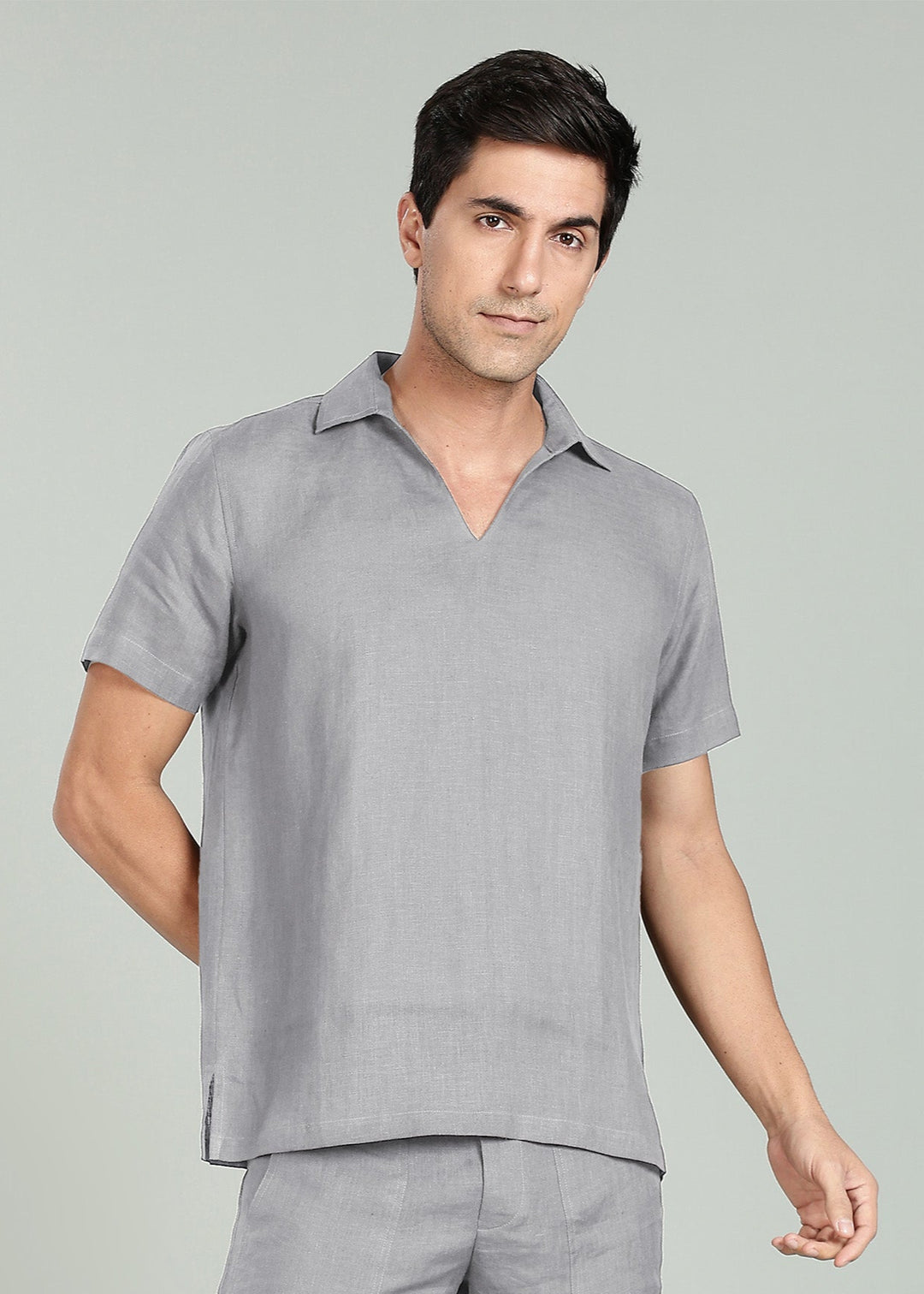 Noel T Shirt - Pure Linen Pullover T shirt - Slate Grey