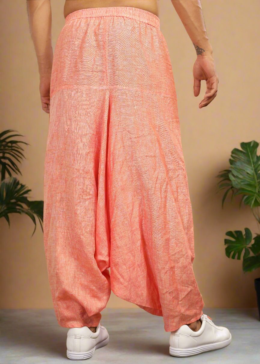 Linen Harem Pants - Dark Orange Chambray