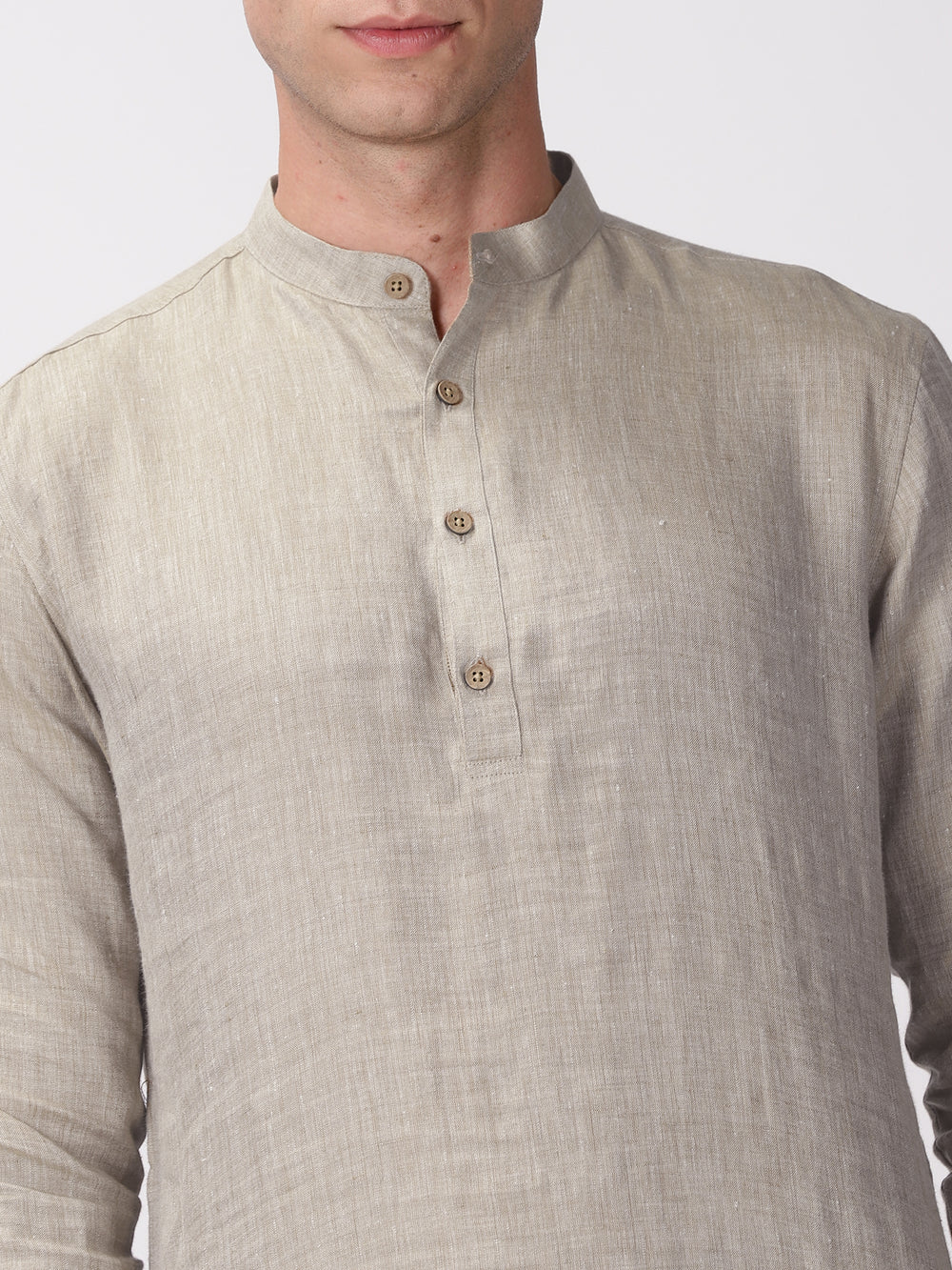 Kurta Sets - Parker Pure Linen Short Kurta | Ecru