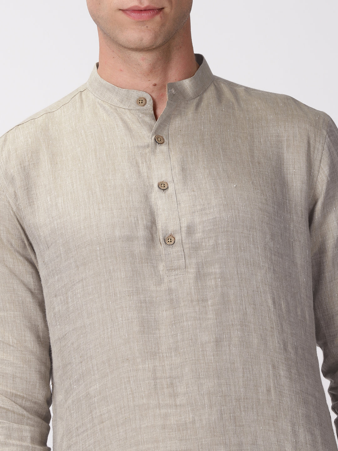 Kurta Sets - Parker Pure Linen Short Kurta | Ecru