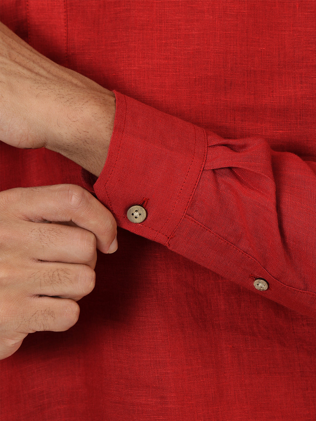 Kurta Sets - Parker Pure Linen Short Kurta | Mud Red