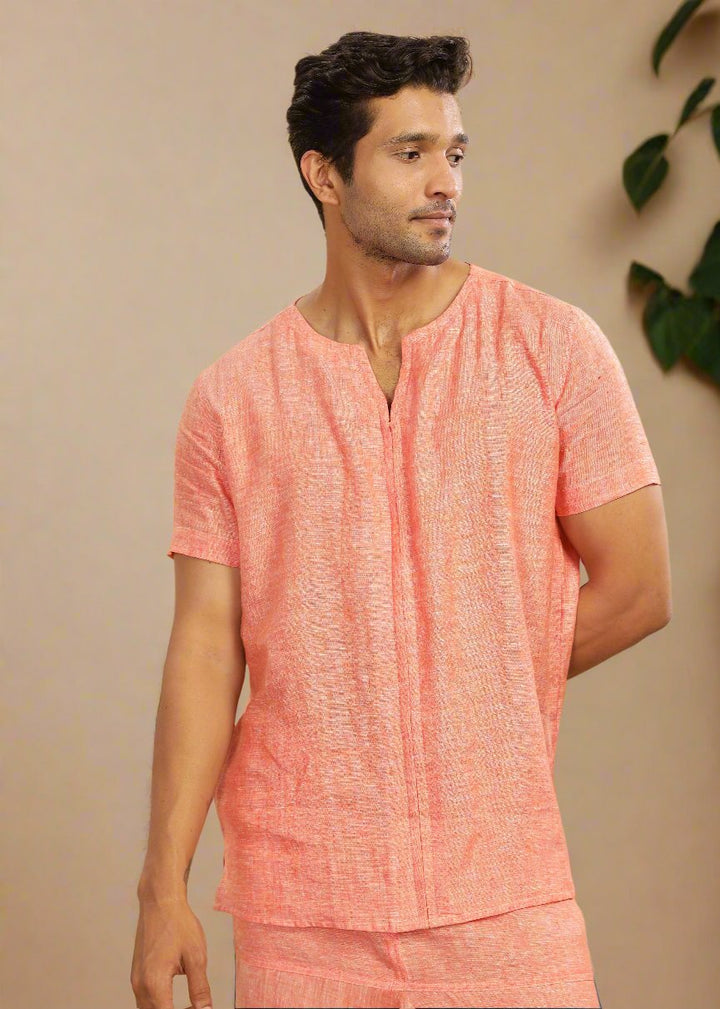 Linen T-Shirt & Harem Pants Co-Ord Set | Dark Orange Chambray