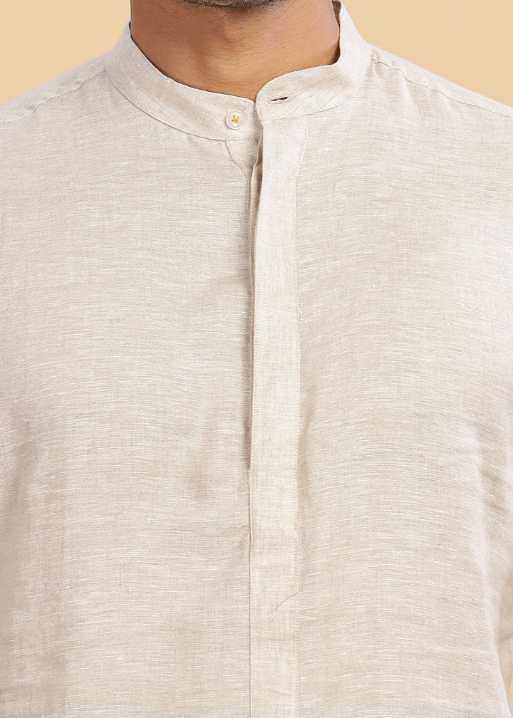 Sid Kurta - Pure Linen Kurta with Concealed Placket | Ecru