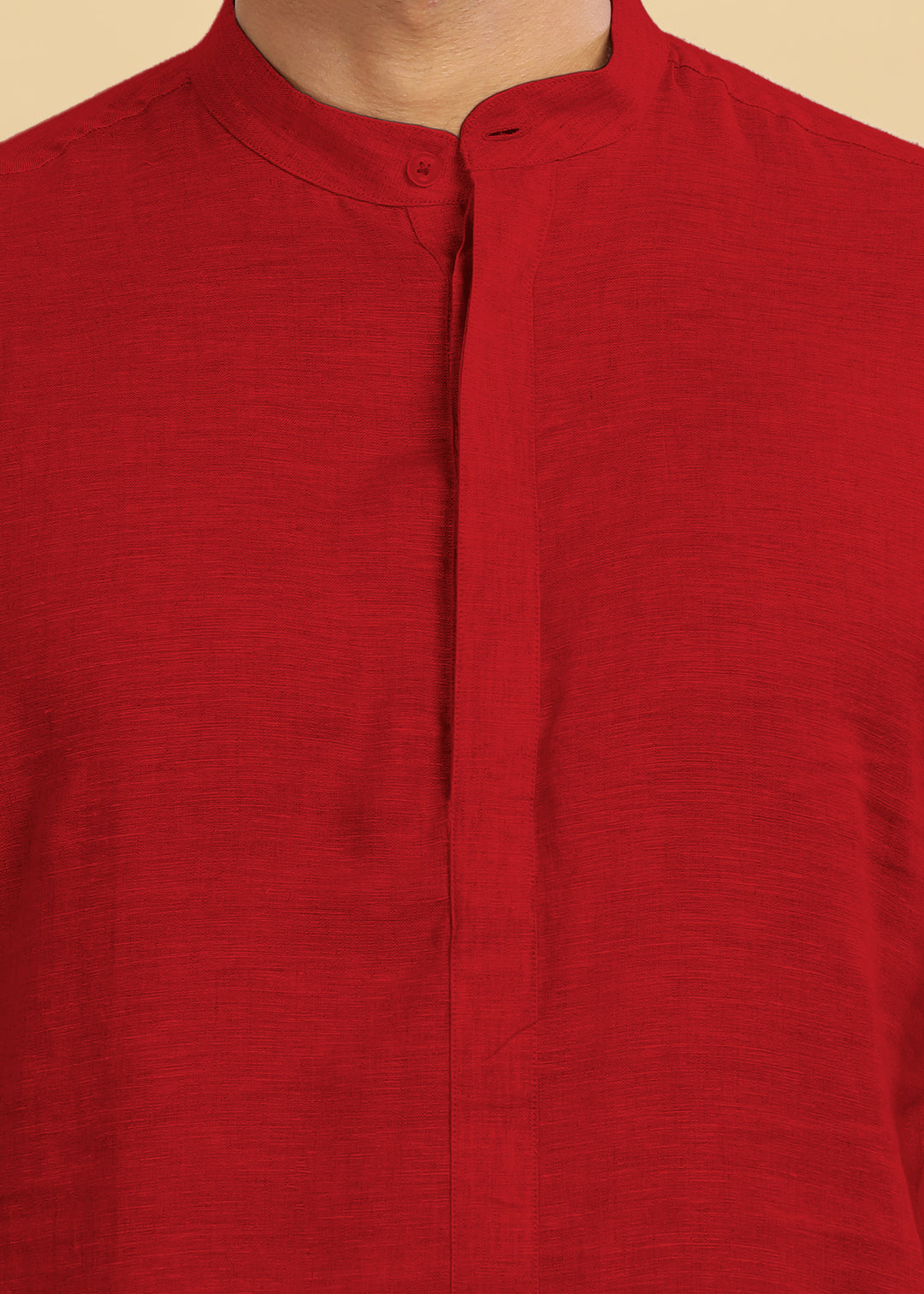 Sid Kurta - Pure Linen Kurta with Concealed Placket | Mud Red