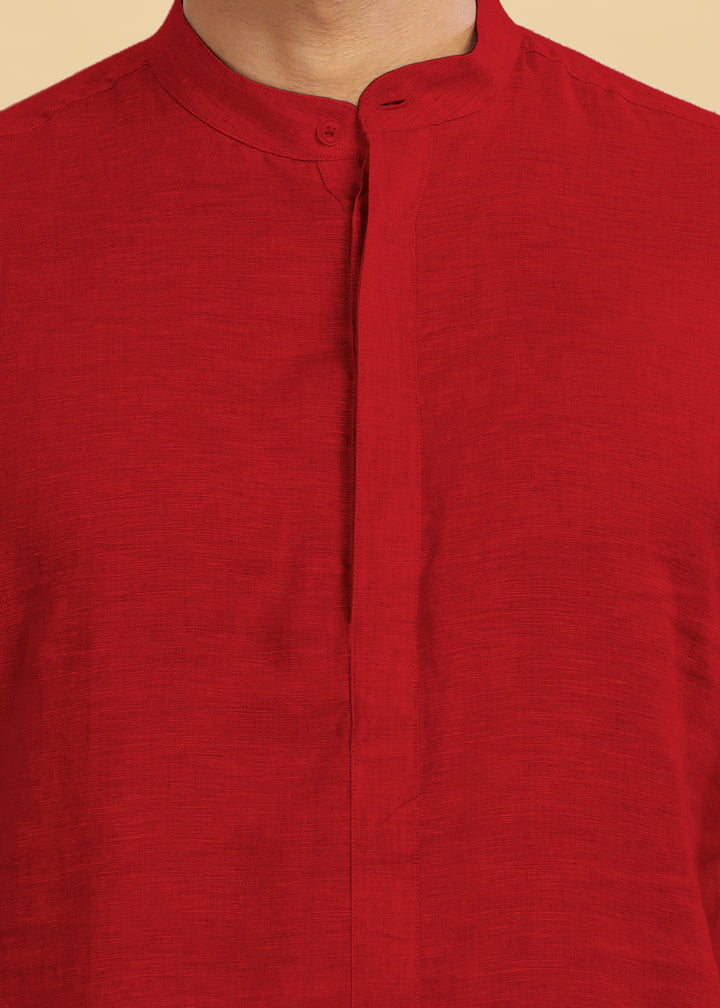 Sid Kurta - Pure Linen Kurta with Concealed Placket | Mud Red