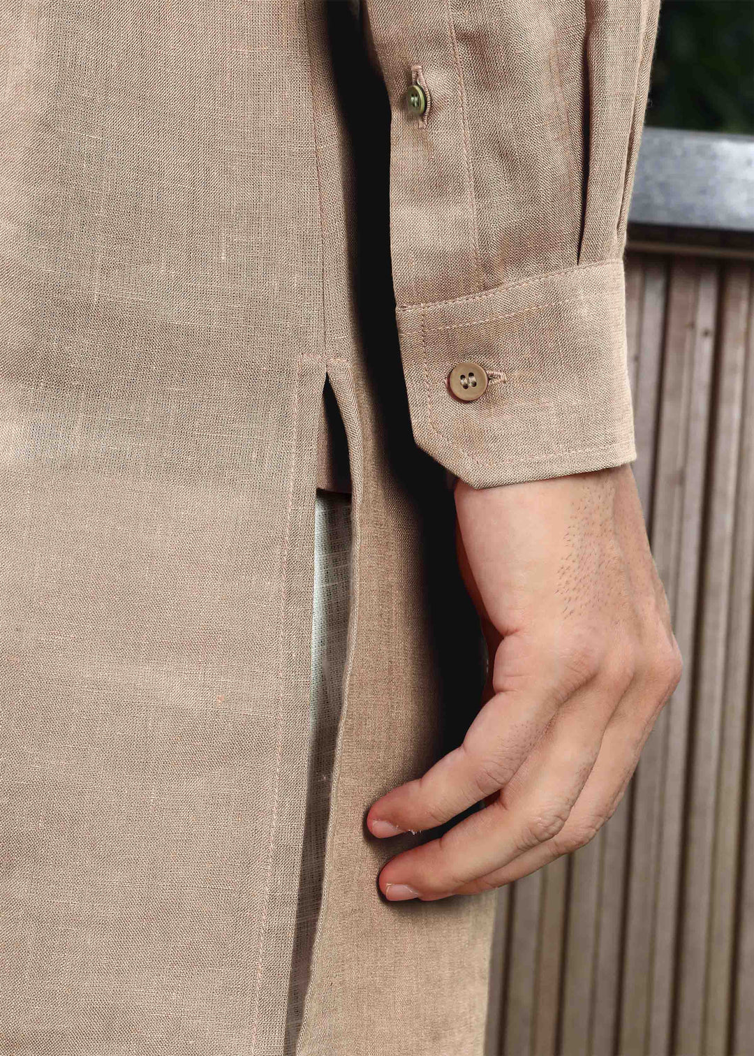 Sid Kurta - Pure Linen Kurta with Concealed Placket | Mocha