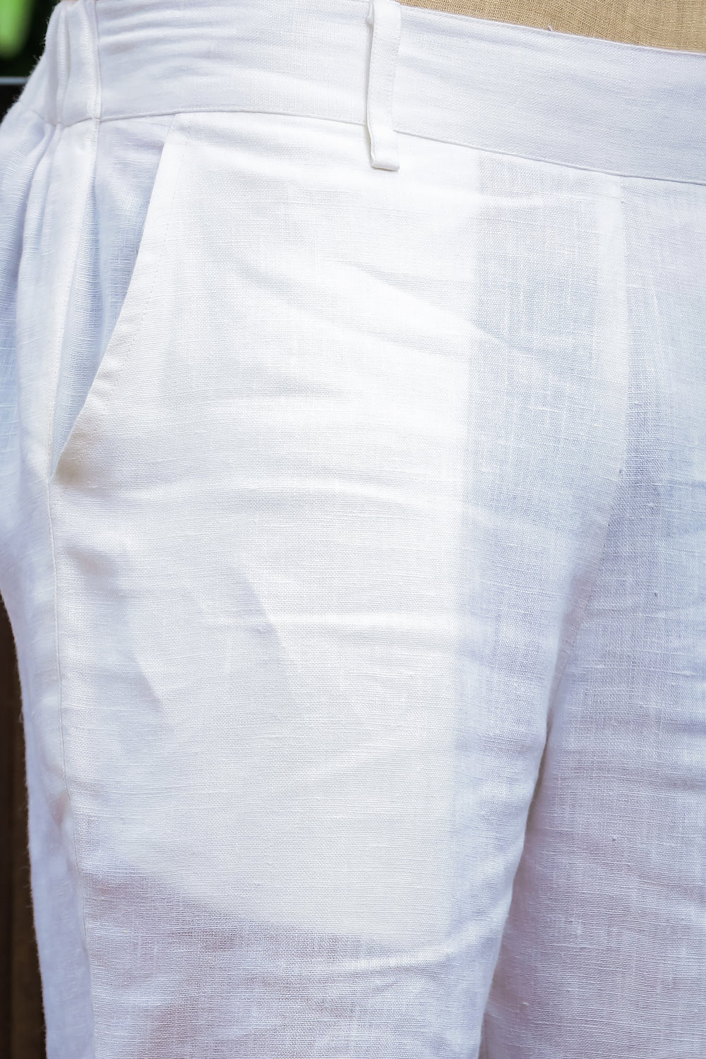 Zen Relaxed Fit Pure Linen Trousers - White