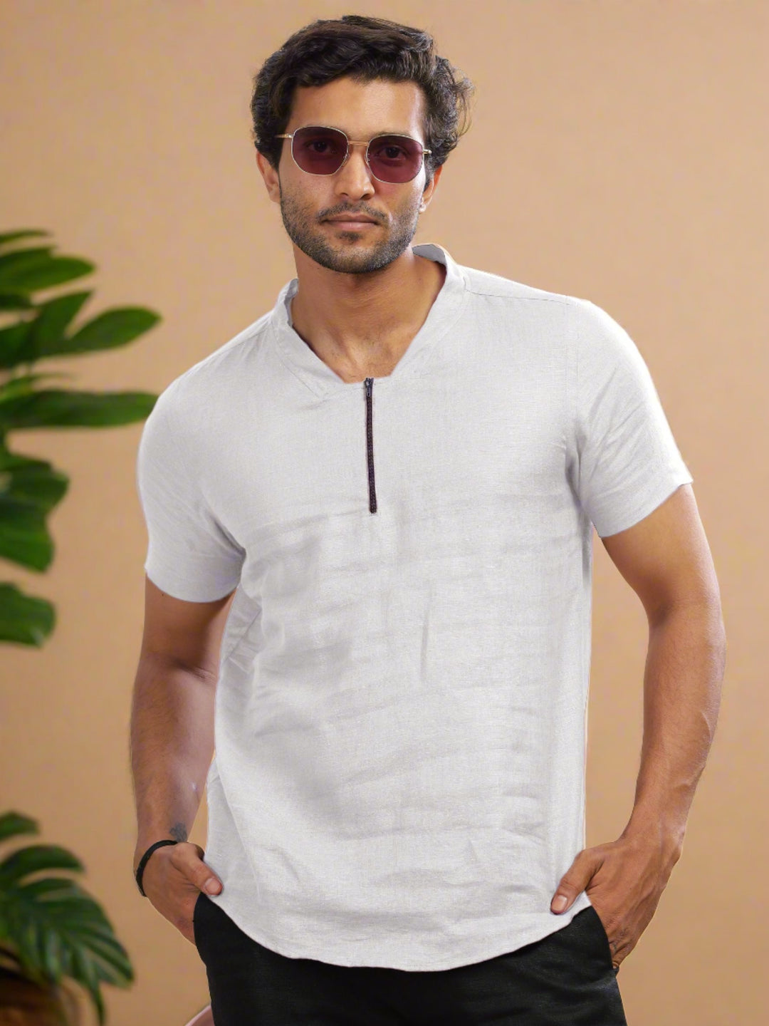 Sol - Pure Linen Short Sleeve T-Shirt - White
