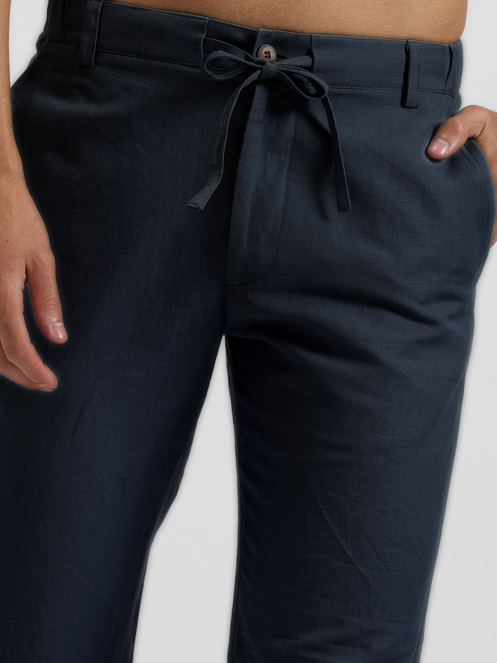 Theo - Linen Travel Pants - Dark Blue