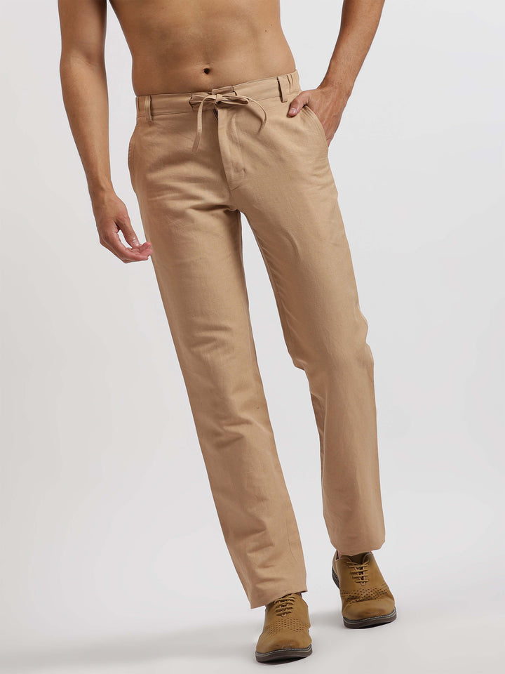 Theo - Linen Travel Pants - Light Hazelnut Brown