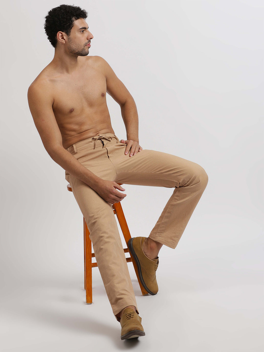 Theo - Linen Travel Pants - Light Hazelnut Brown