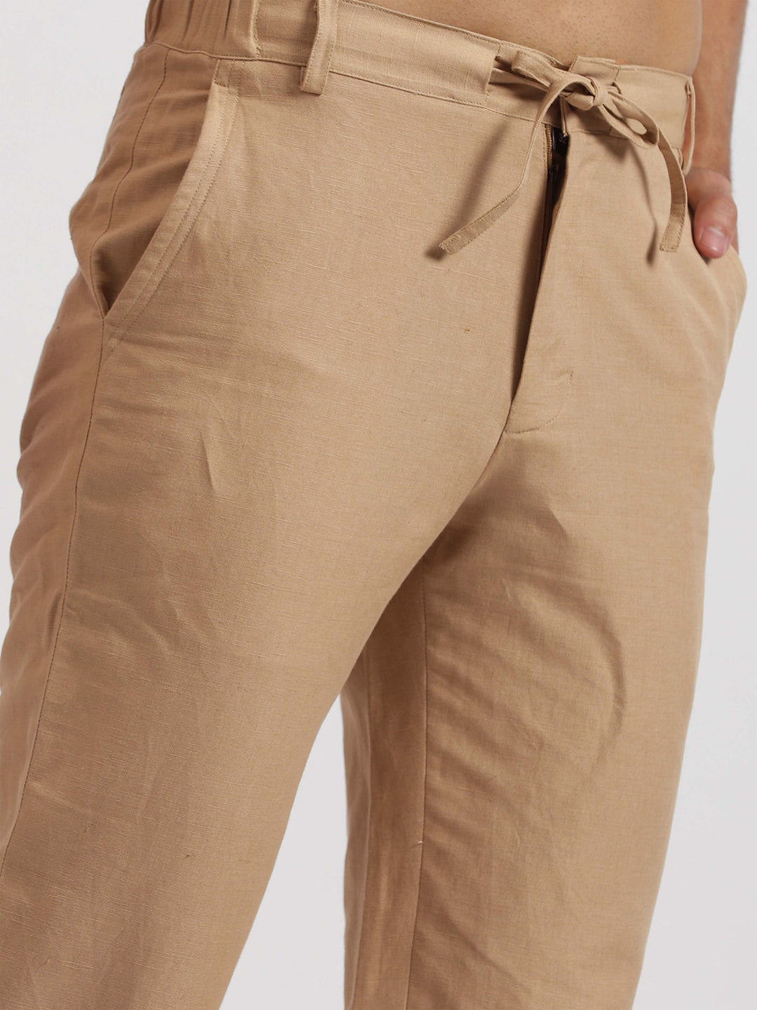 Theo - Linen Travel Pants - Light Hazelnut Brown