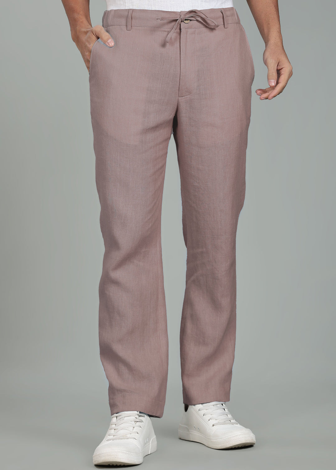 Theo - Linen Travel Pants - Muted Brown
