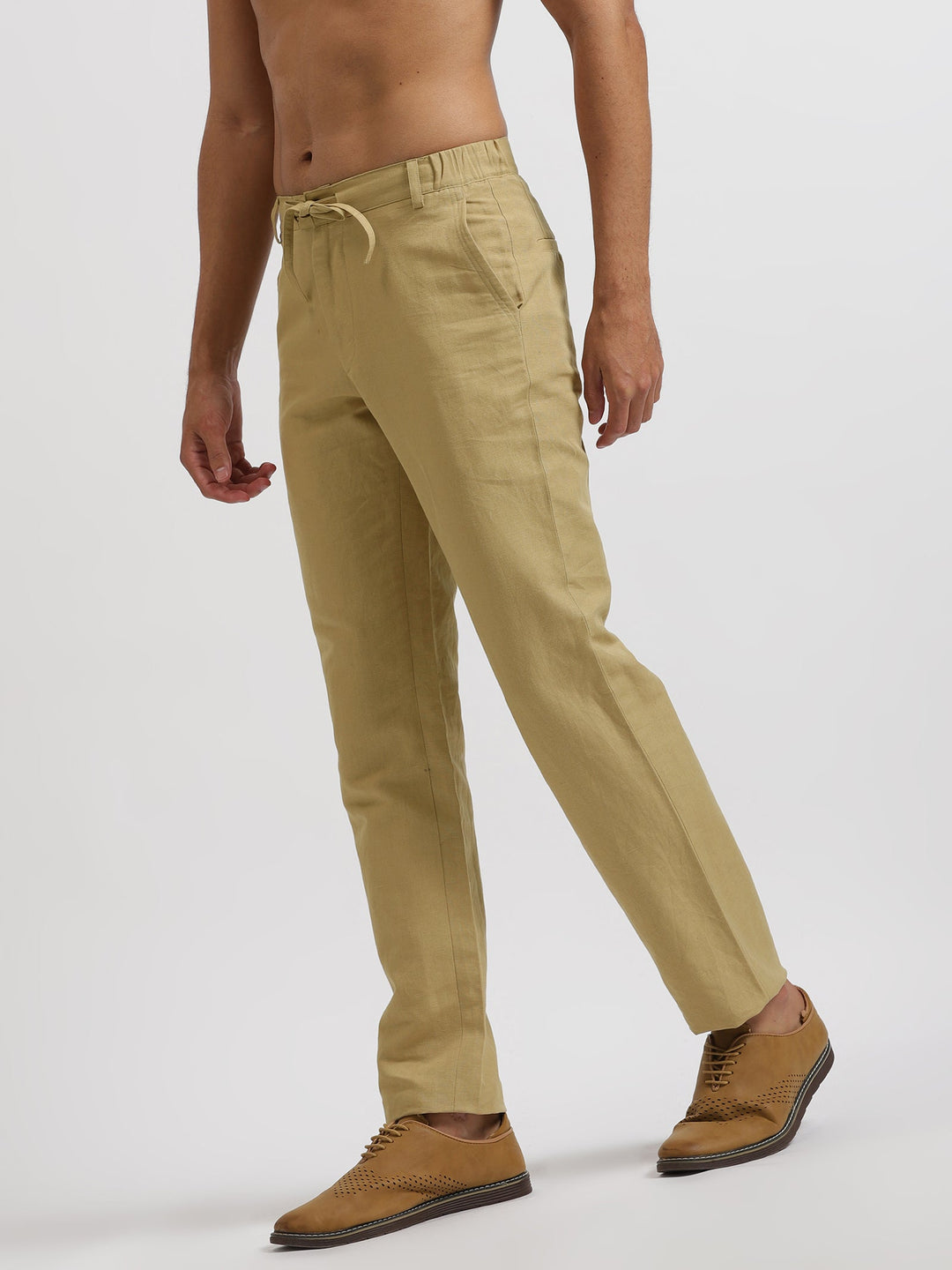 Theo - Linen Travel Pants - Khaki Yellow | Relove