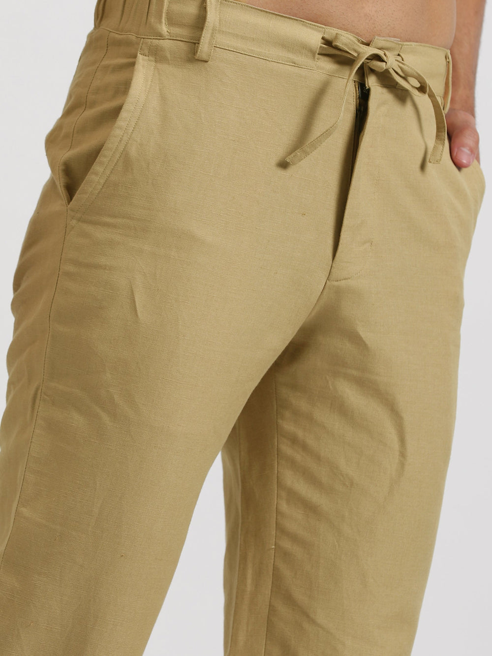 Theo - Linen Travel Pants - Khaki Yellow | Relove