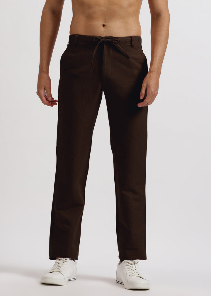 Theo - Linen Travel Pants - Cocoa Brown