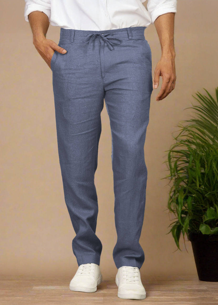 Theo - Linen Travel Pants - Dark Blue Grey