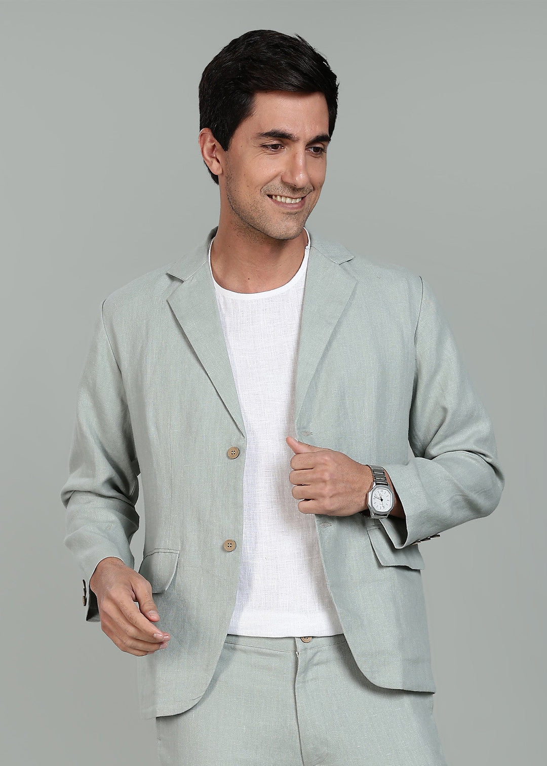 Wade - Deconstructed Pure Linen Jacket - Slow Green