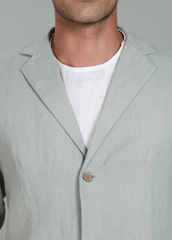 Wade - Deconstructed Pure Linen Jacket - Slow Green