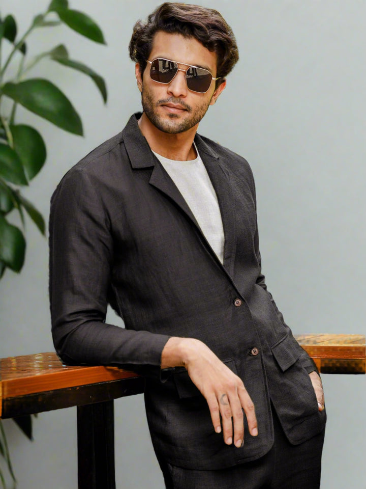 Wade - Deconstructed Pure Linen Jacket - Black (Factory Rescue)