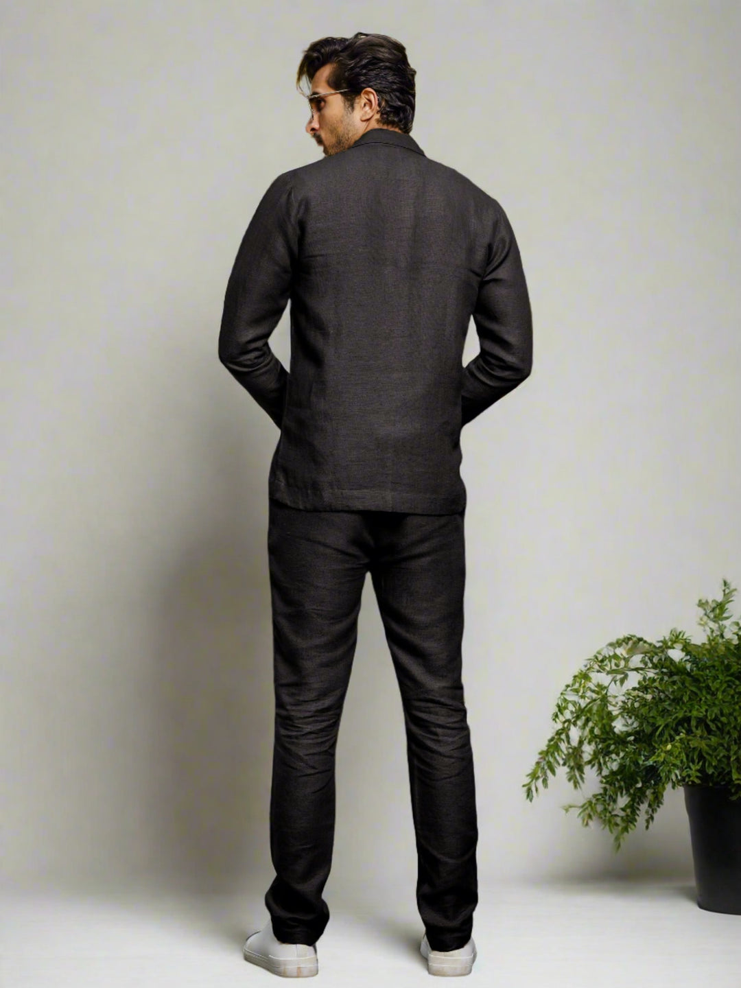Wade - Deconstructed Pure Linen Jacket - Black (Factory Rescue)