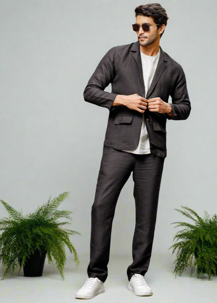 Wade - Deconstructed Pure Linen Jacket - Black (Factory Rescue)