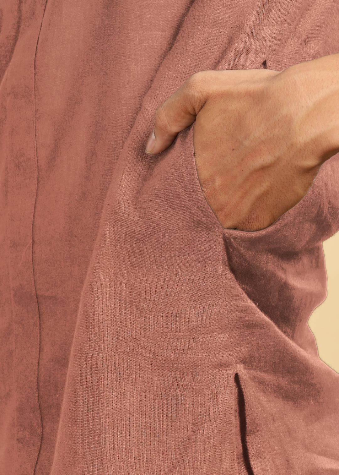 Yash Kurta - Pure Linen Kurta with Floral Embroidery | Fondue Pink