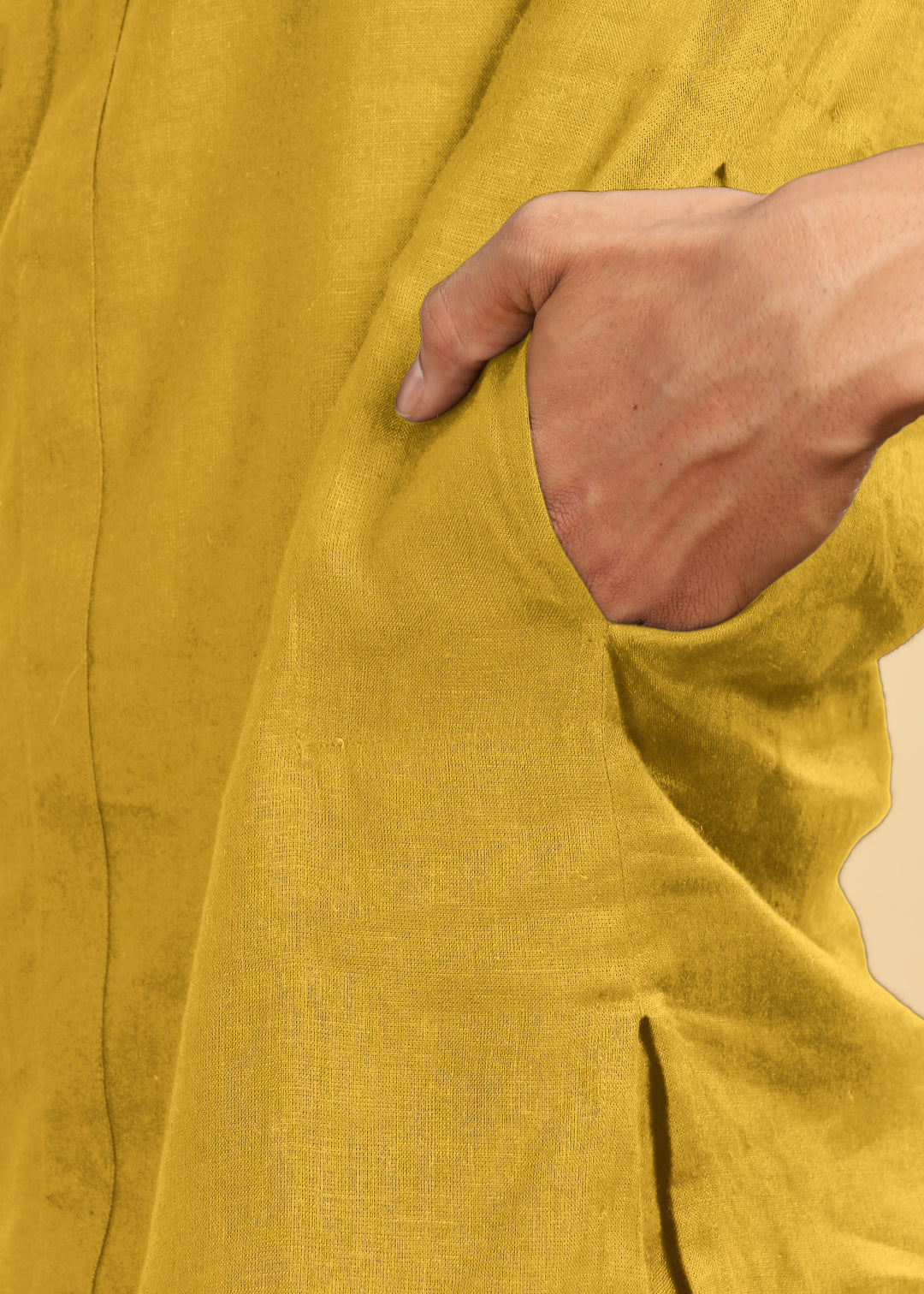 Yash Kurta - Pure Linen Kurta with Floral Embroidery | Sunburst Yellow