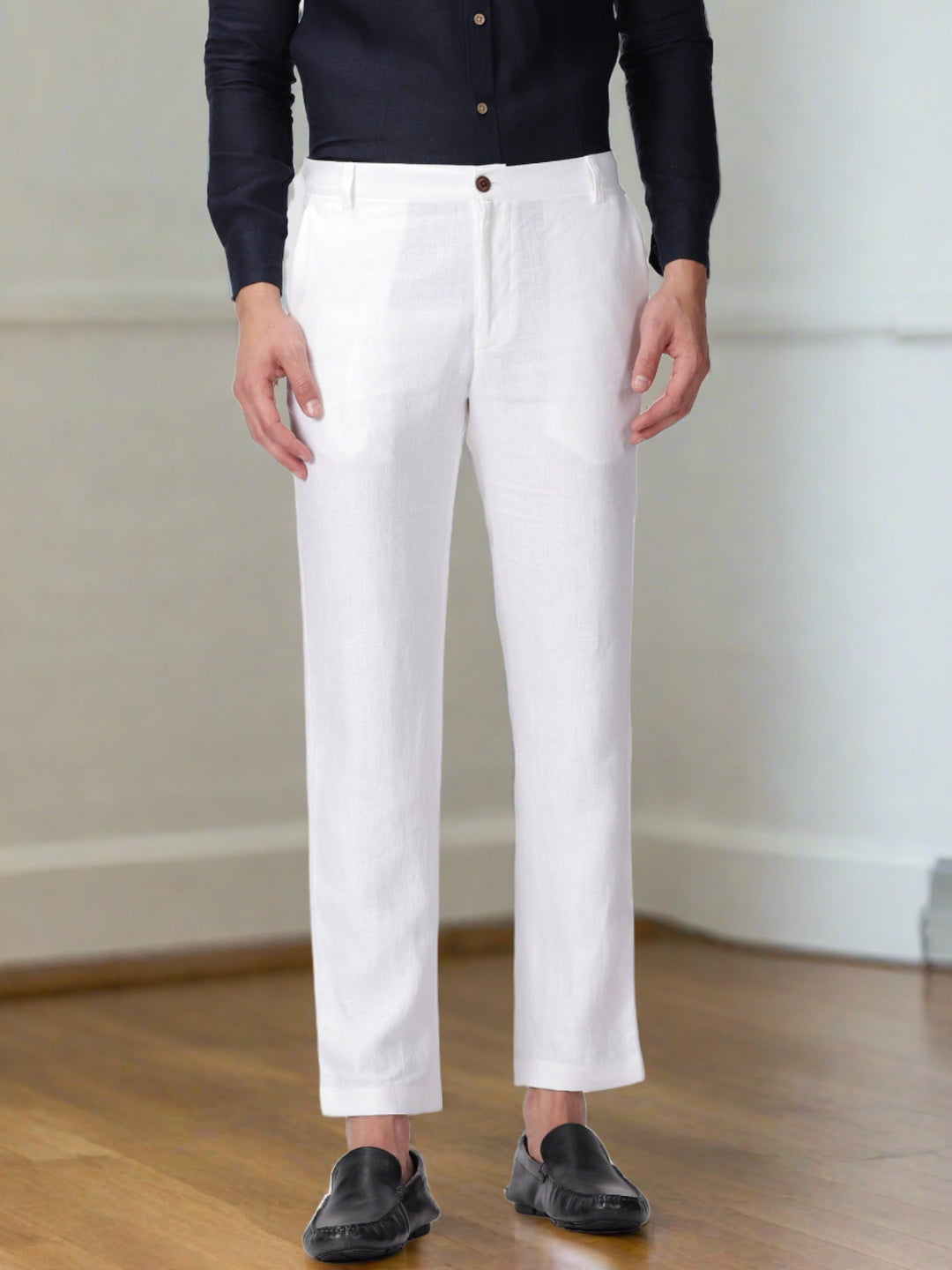 Ian Pure Linen Trousers - White