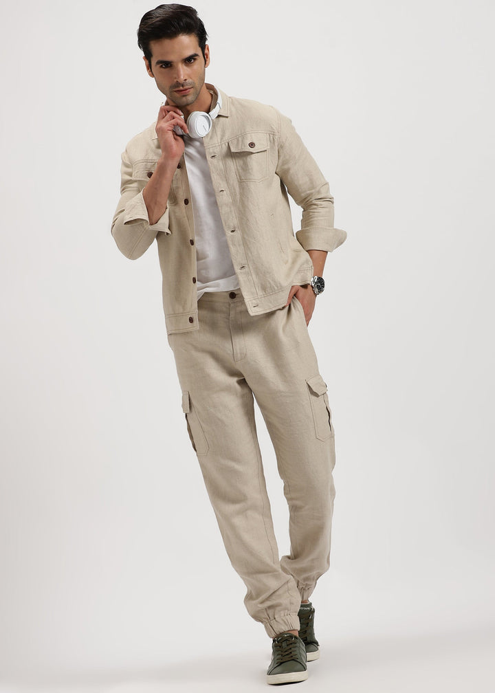 Ecru Linen Jacket & Jogger Co-Ord Set