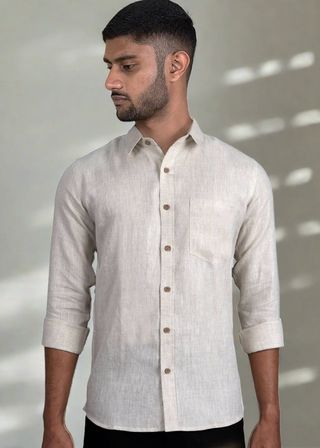 Harvey - Pure Linen Full Sleeve Shirt - Ecru