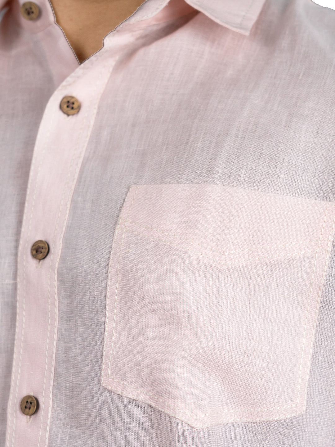 Josh - Pure Linen Half Sleeve Shirt - Blush Pink