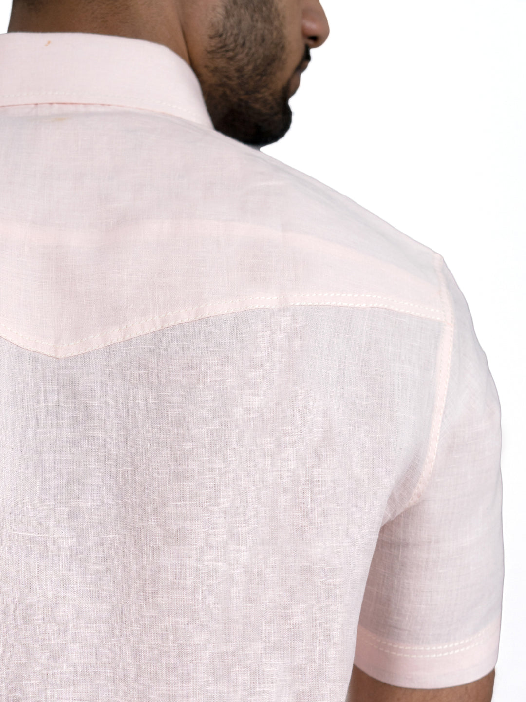 Josh - Pure Linen Half Sleeve Shirt - Blush Pink