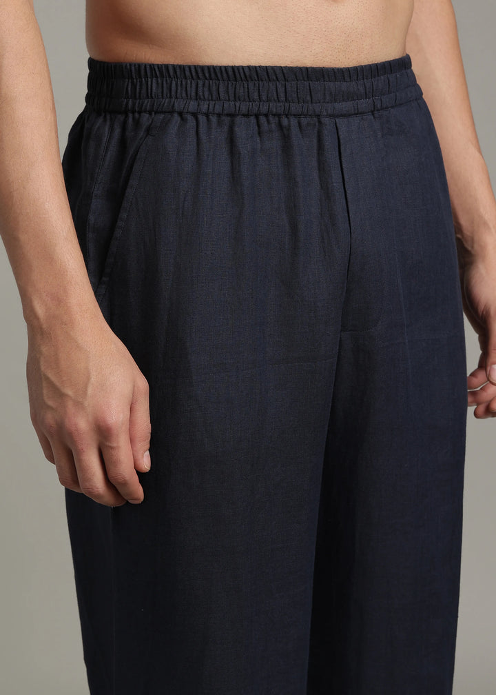 Roy -  Pure Linen Kurta 60 LEA Pants - Dark Blue