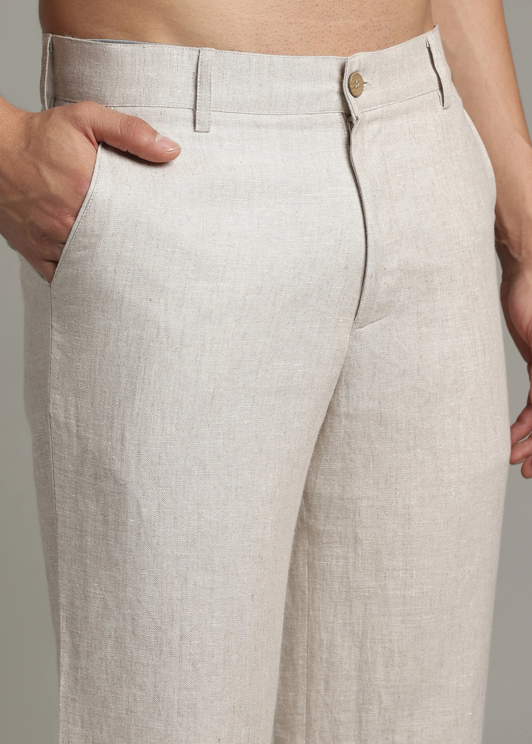 Ray - Pure Linen Trousers - Ecru