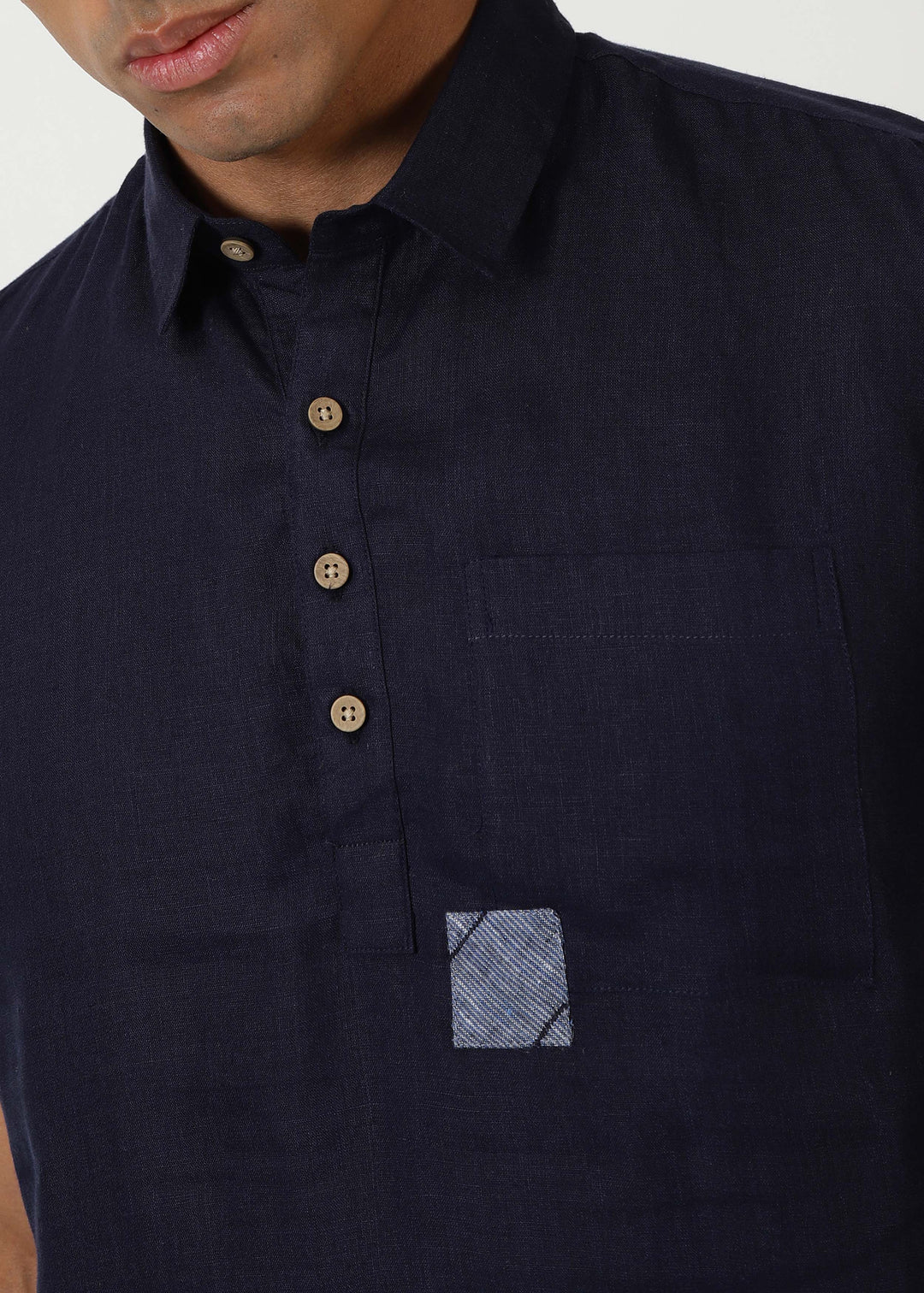 Matteo Pure Linen T-Shirt - Dark Blue