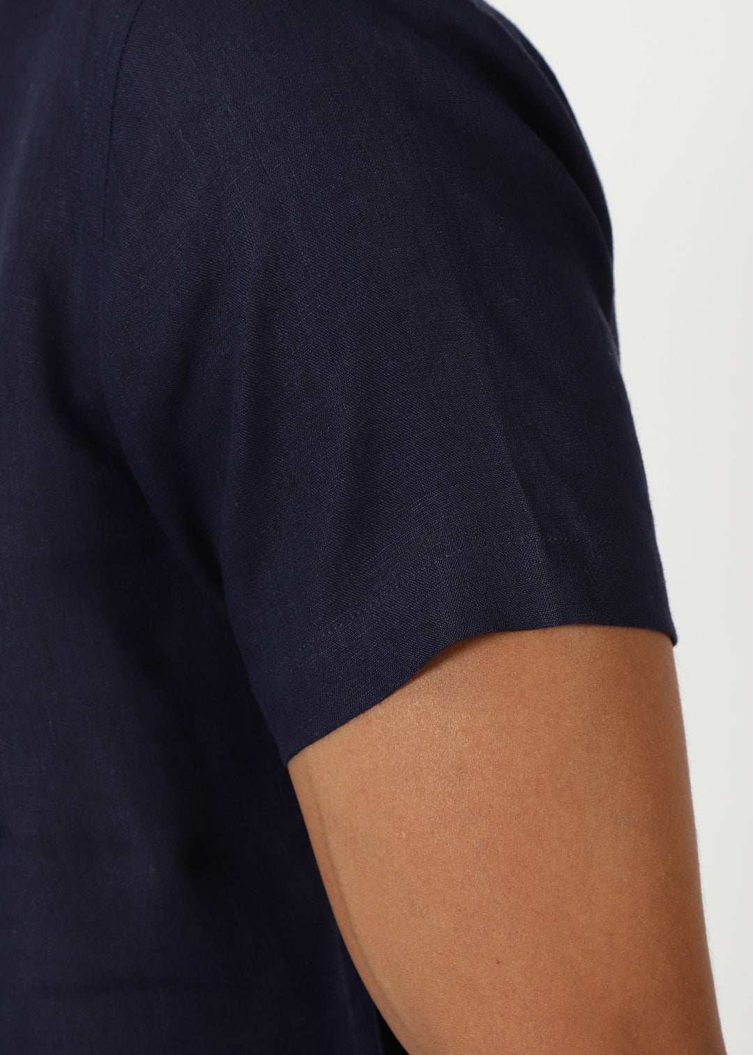Matteo Pure Linen T-Shirt - Dark Blue