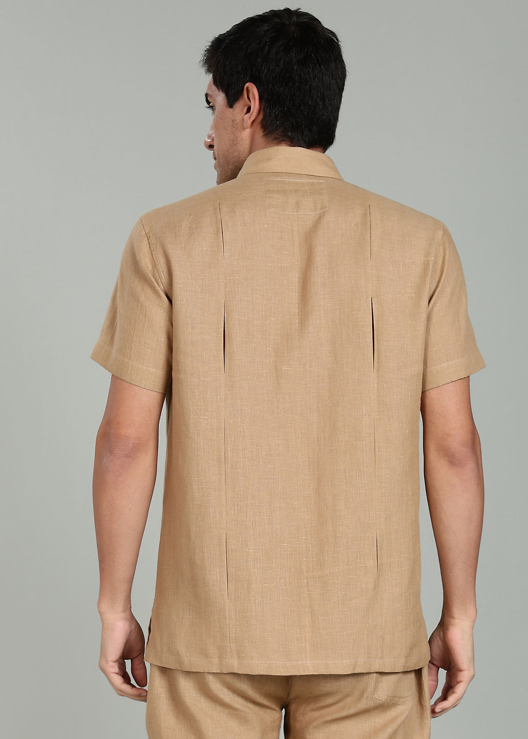 Milo Pure Linen Shirt & Shorts Co-ord Set - Oakwood Brown