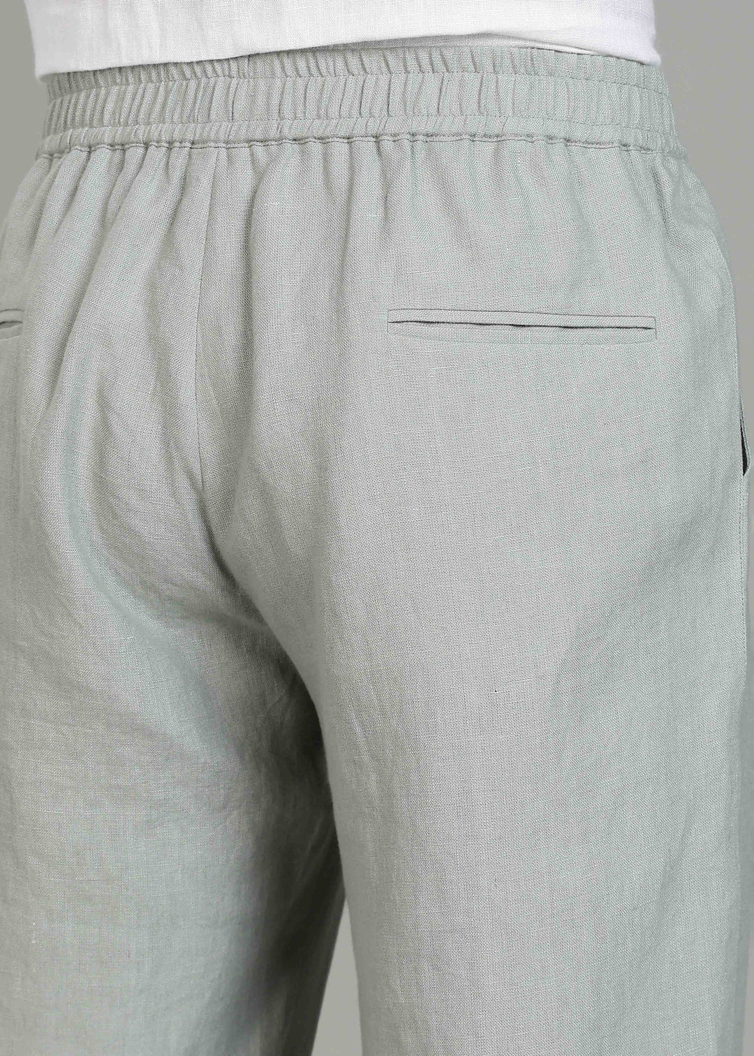 Ivo -  Pure Linen Casual Relaxed Elastic Pants - Slow Green