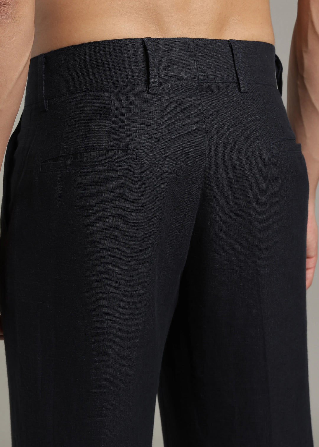 Ashford - Pure Linen Double Pleated High Waisted Trousers - Regal Blue