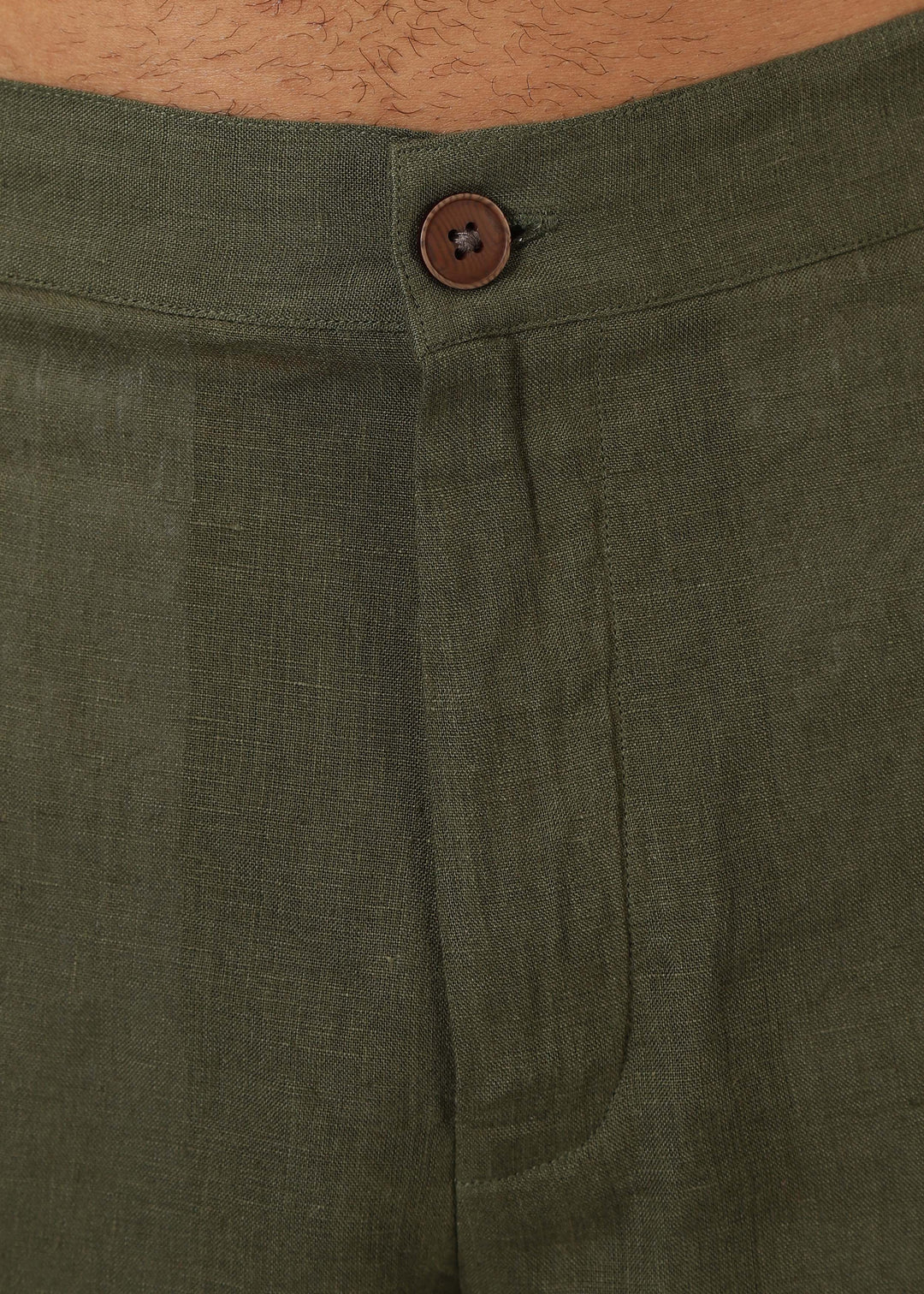 Matteo Pure Linen Shorts - Moss Green