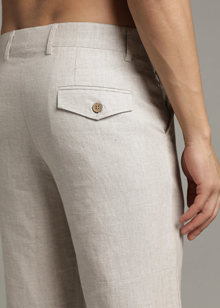 Ray - Pure Linen Trousers - Ecru