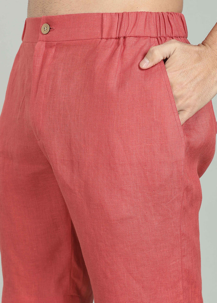 Milo Pure Linen Shirt & Shorts Co-ord Set - Terracotta Red
