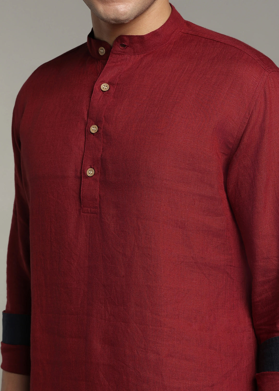 Palat - Pure Linen Kurta and Pant Co-ord Set - Red Wine