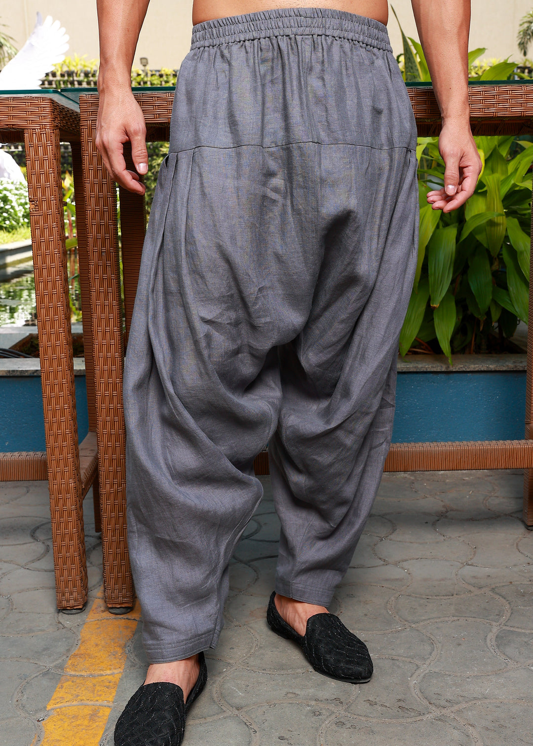 Han - Pure Linen Pathani Pyjama - Charcoal Grey