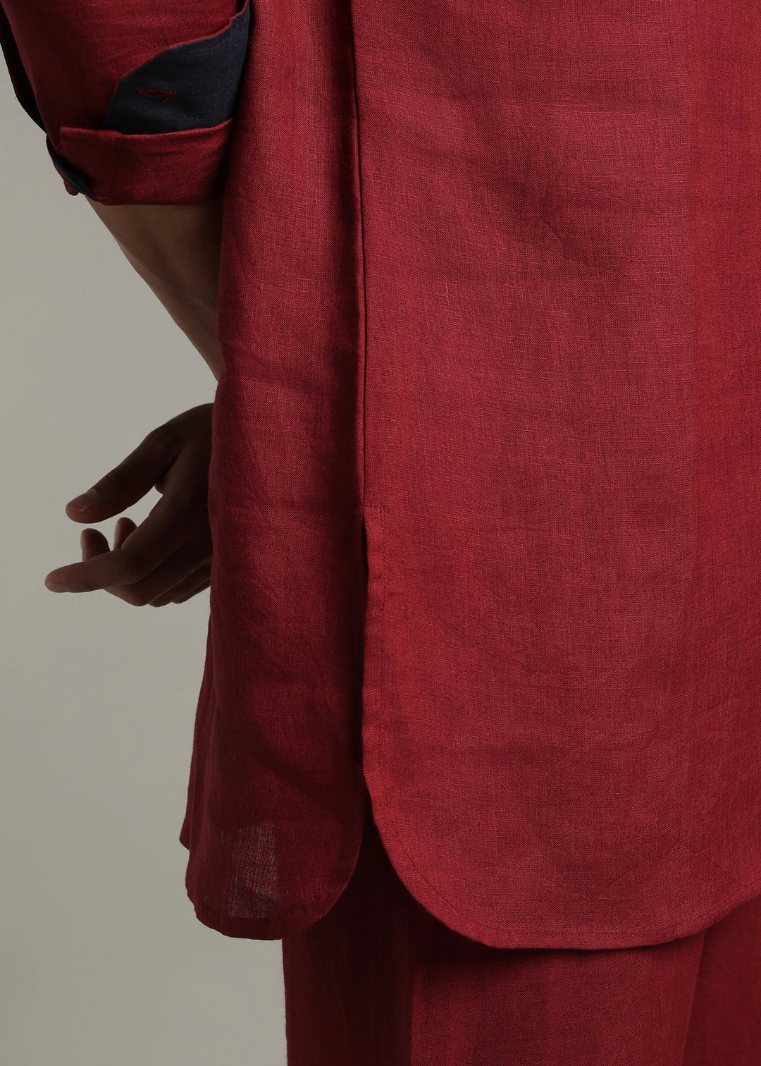 Palat - Pure Linen Kurta and Pant Co-ord Set - Red Wine
