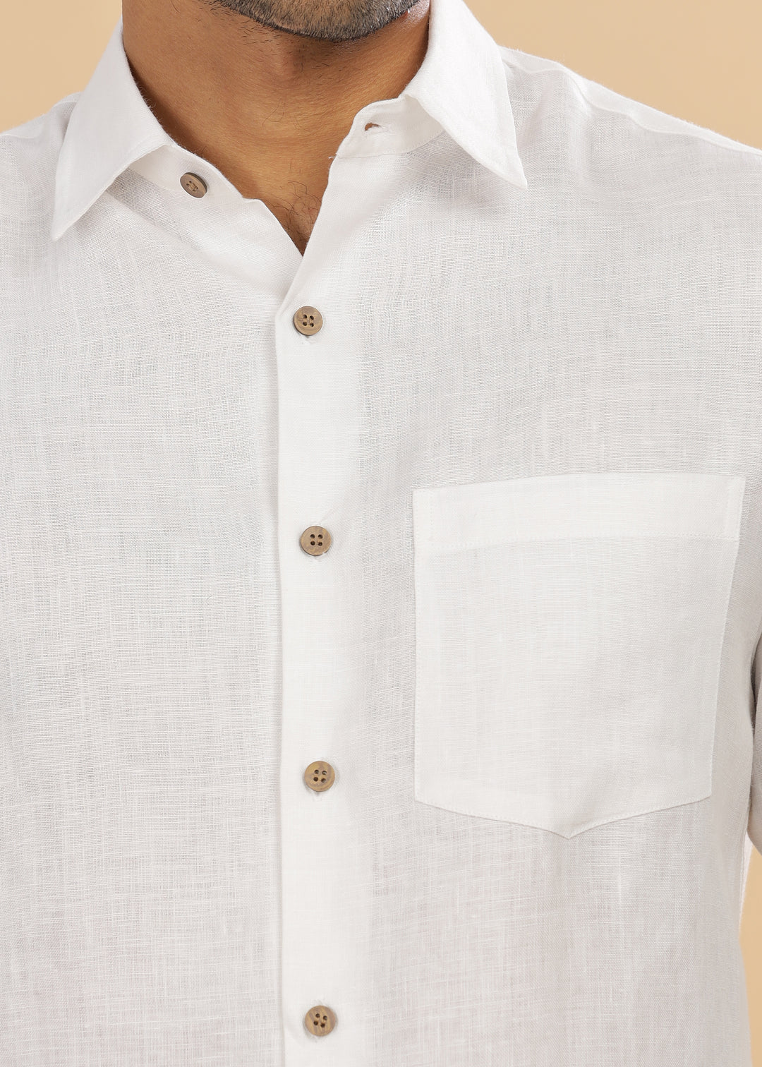 Ted - Pure Linen Full Sleeve Formal Shirt - White