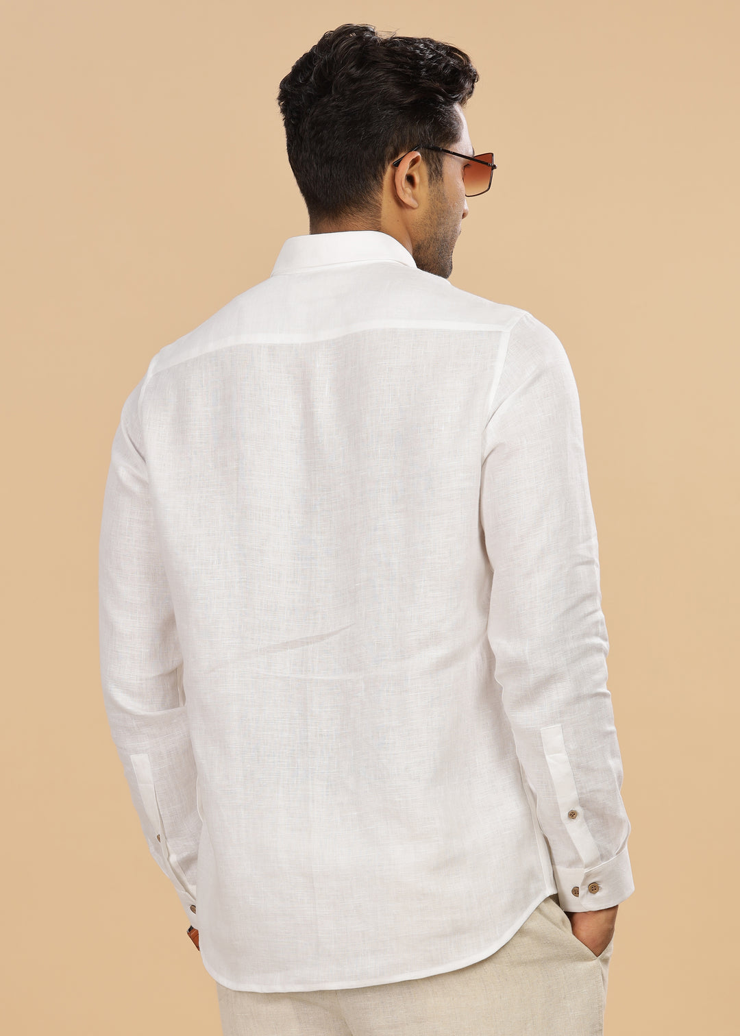 Ted - Pure Linen Full Sleeve Formal Shirt - White