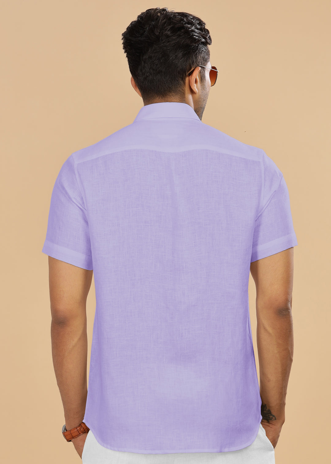 Ted - Pure Linen Half Sleeve Shirt - Lavender